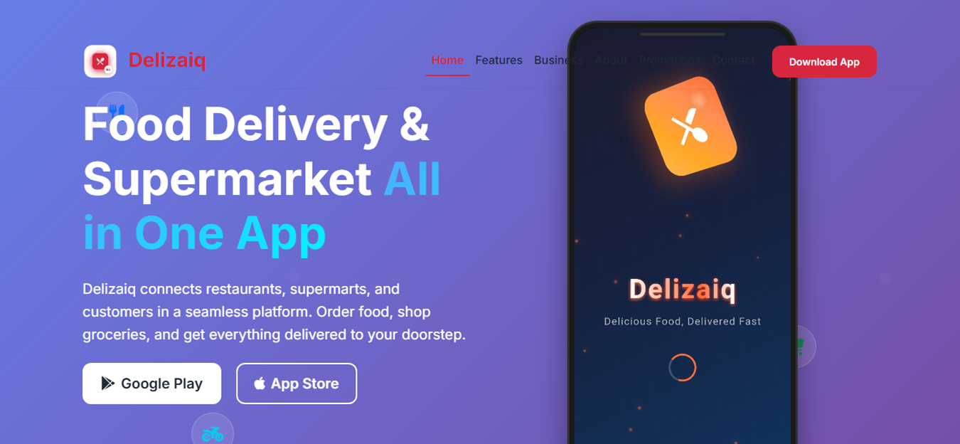 Delizaiq platform homepage preview